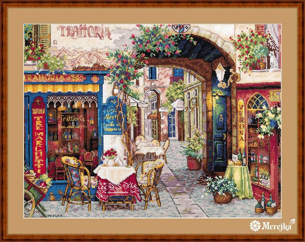 Café in Verona Cross Stitch Kit ~ Merejka