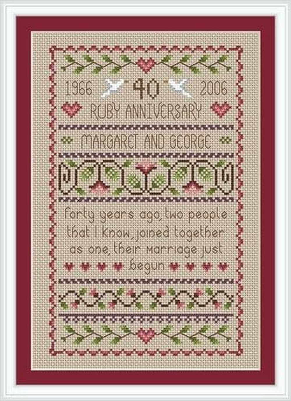 Little Dove Designs Cross Stitch Kit - Ruby Wedding