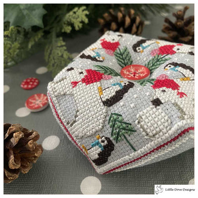 Little Dove Designs Cross Stitch Biscornu Kit - Snowball Fun