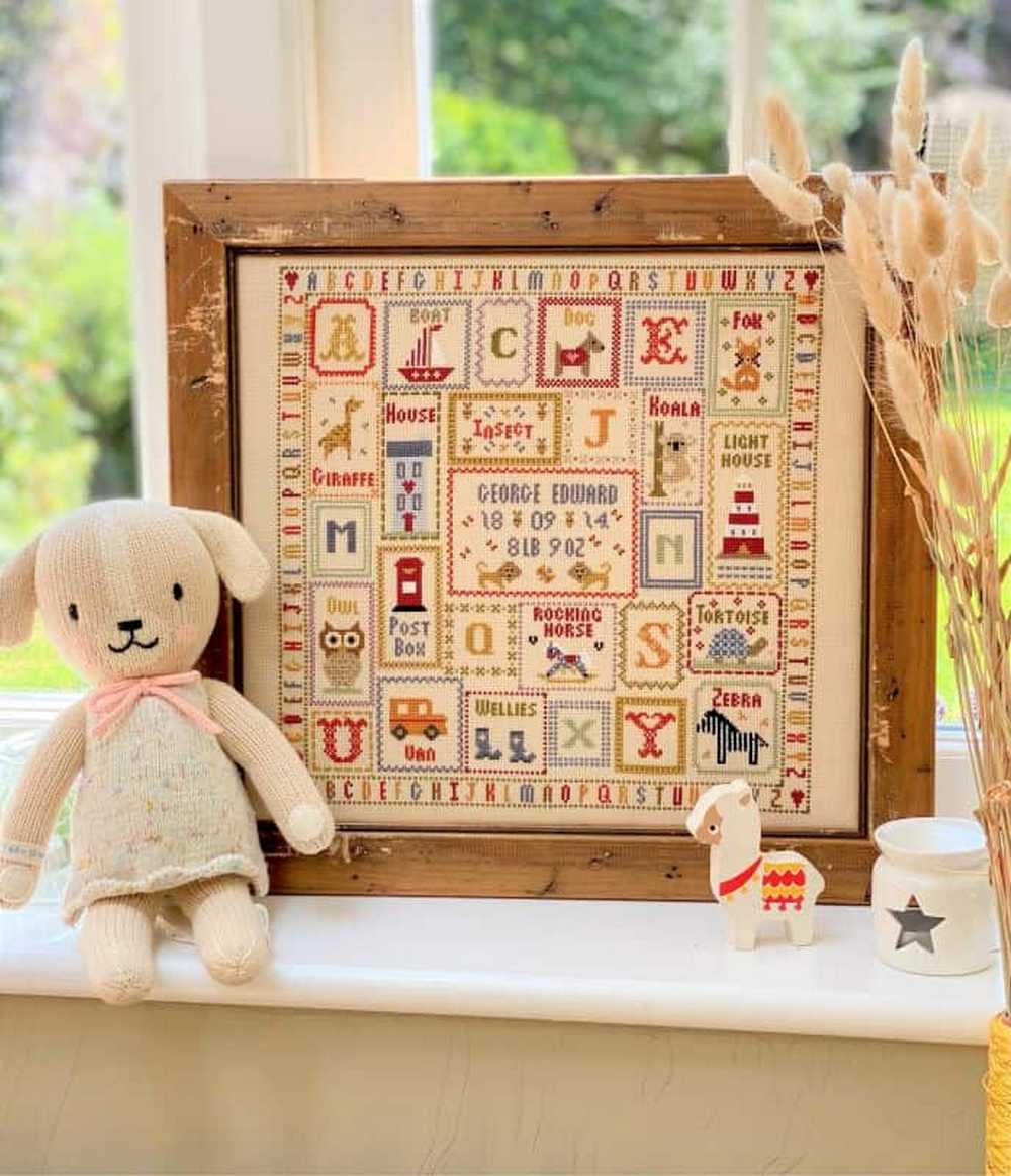 K is for Koala Birth Sampler Cross Stitch Kit Historical Sampler Co