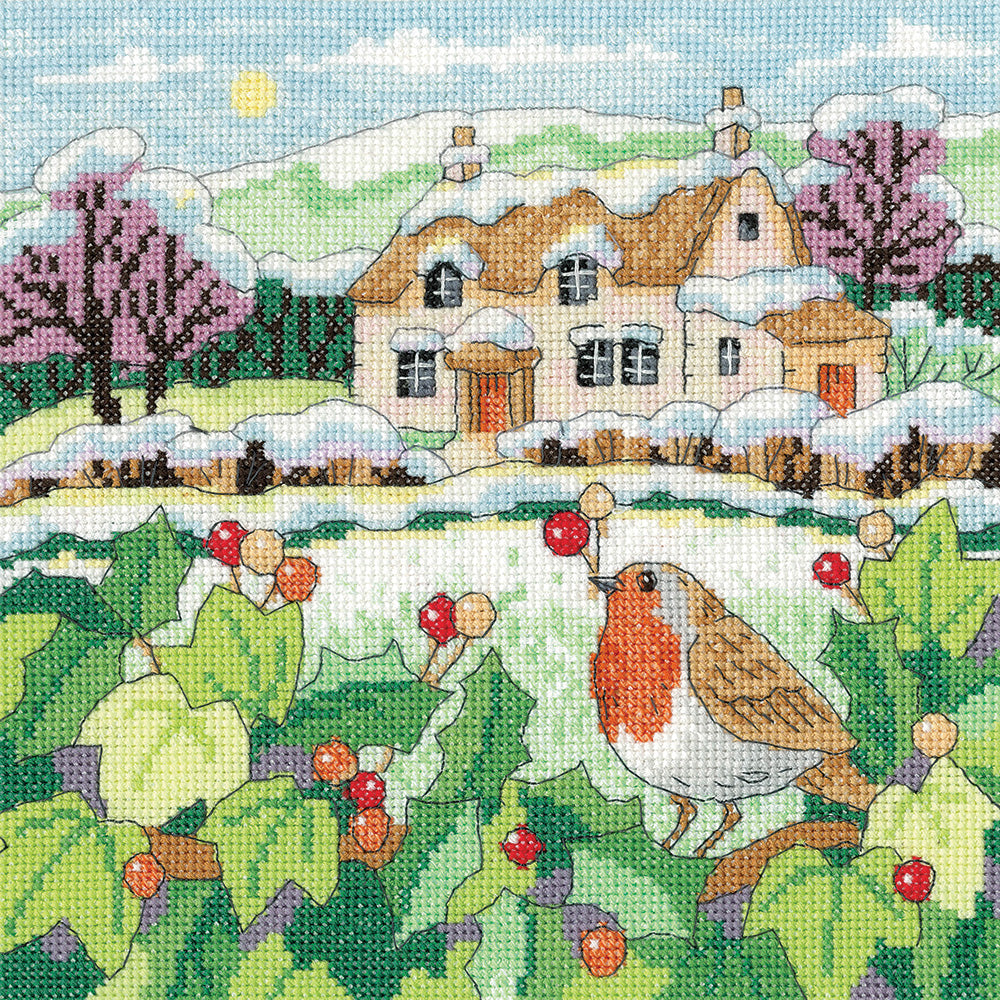 Snowy Cottage Cross Stitch Kit Heritage Crafts