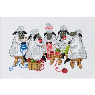 Knitting Sheep Cross Stitch Kit ~ Permin