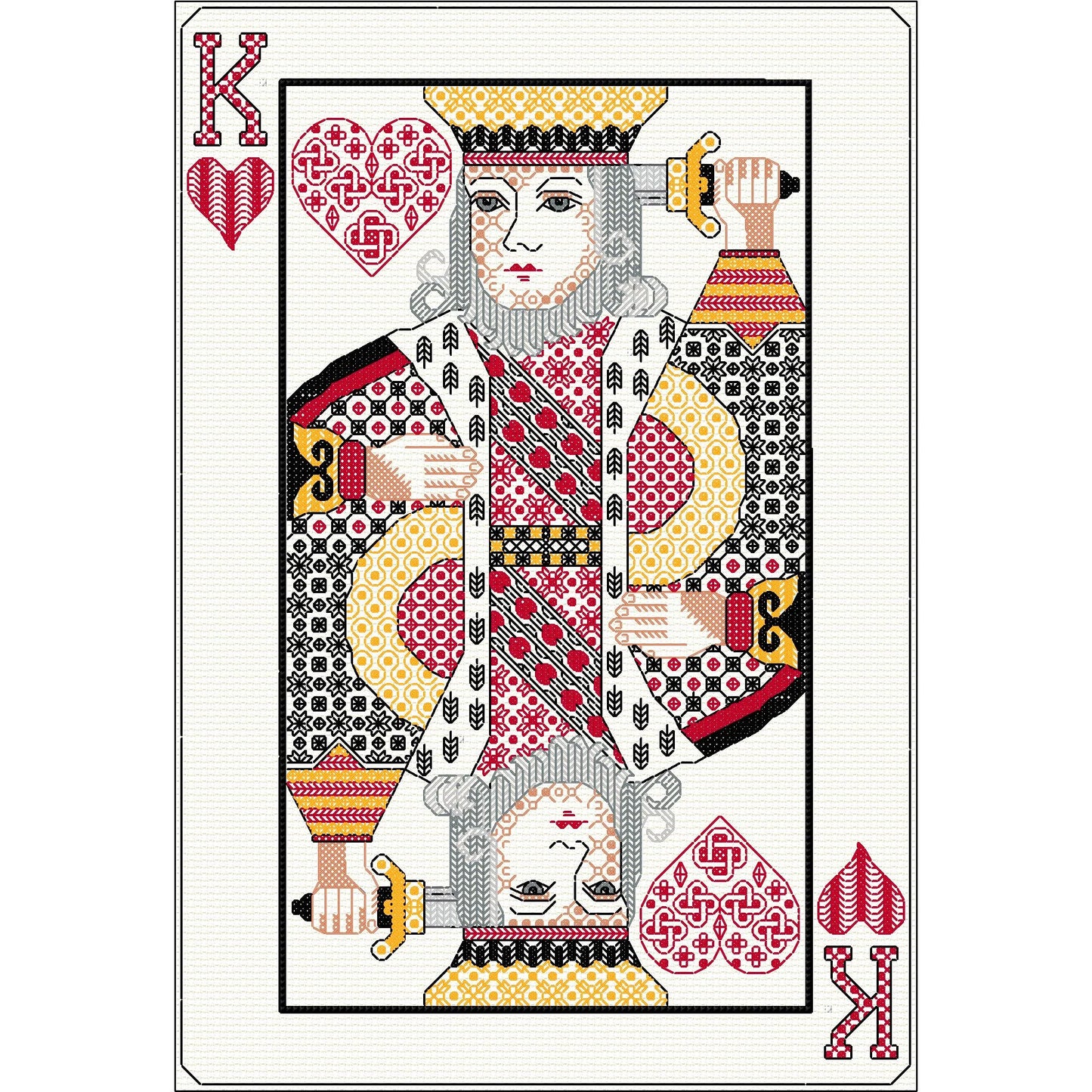 King of Hearts Blackwork Kit  - Doodlecraft Design