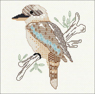 Blackwork Kookaburra (Colour) Kit - Doodlecraft Design