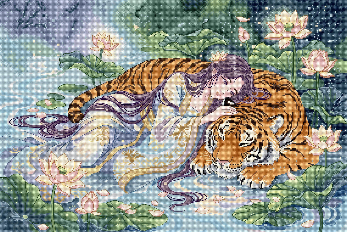 Tiger's Embrace Cross Stitch Kit - Letistitch