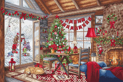 Christmas Cabin Cross Stitch Kit - Letitstitch