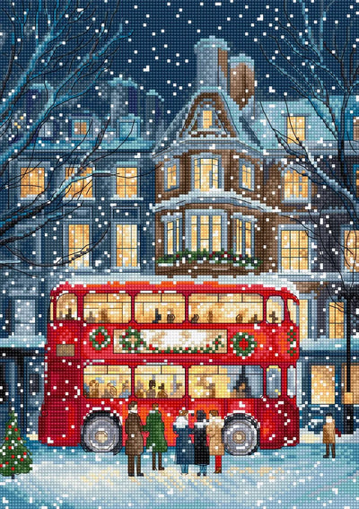 London Christmas Bus Cross Stitch Kit - Letitstitch