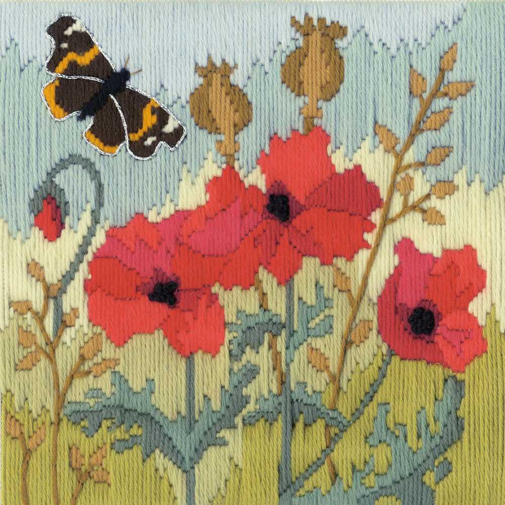 Red Poppies Long Stitch Kit ~ Bothy Threads