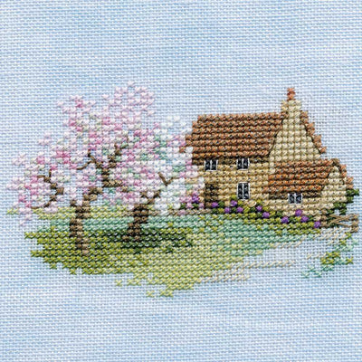 Minuets - Orchard Cottage  (on linen) Cross Stitch Kit by Derwentwater Designs