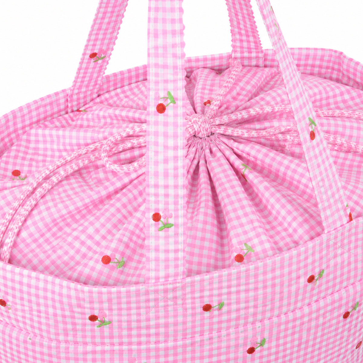 Embroidered Cherries Drawstring Craft Bag - Hobby Gift
