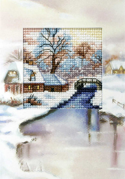 Orchidea Cross Stitch Kit- Greetings Card- Winter River  ~ ORC.6197