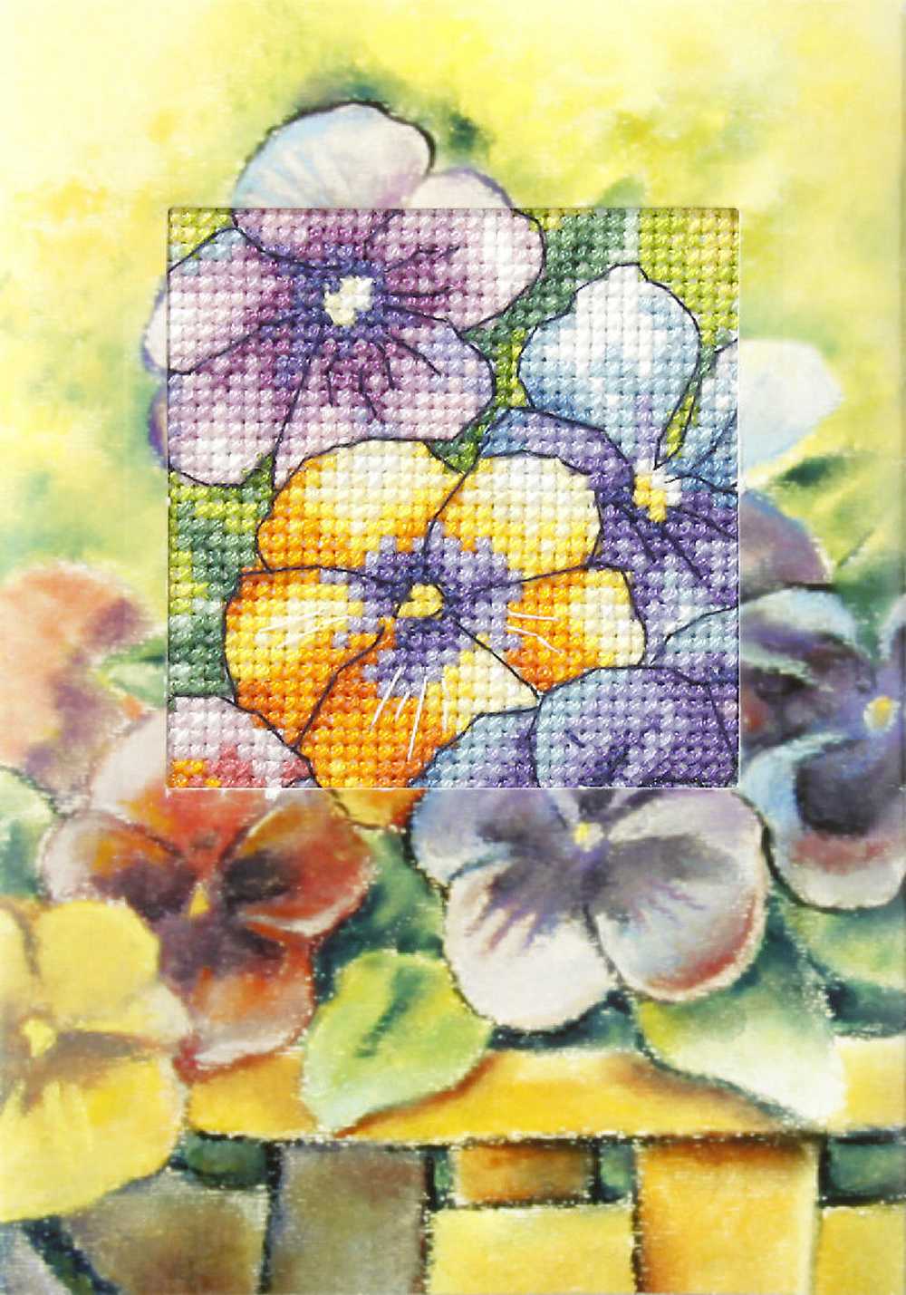 Orchidea Cross Stitch Kit- Greetings Card- Pansies  ~ ORC.6213