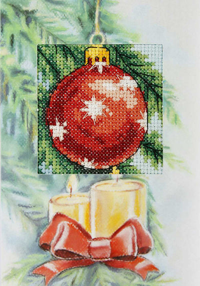 Orchidea Counted Cross Stitch Kit- Greetings Card- Red Bauble  ~ ORC.6244