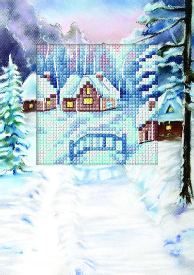 Orchidea Counted Cross Stitch Kit- Greetings Card- Winter Landscape 2  ~ ORC.6264