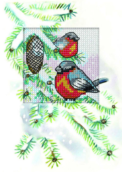 Orchidea Counted Cross Stitch Kit- Greetings Card- Bullfinch  ~ ORC.6267