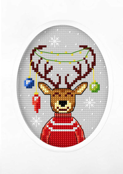 Orchidea Counted Cross Stitch Kit- Greetings Card- Reindeer  ~ ORC.6285