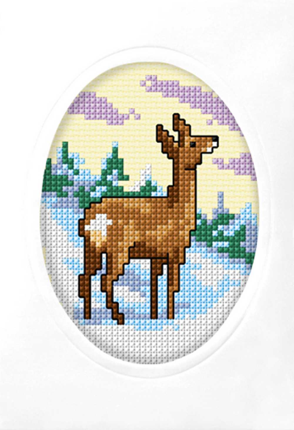 Orchidea Cross Stitch Kit - Deer Christmas Card