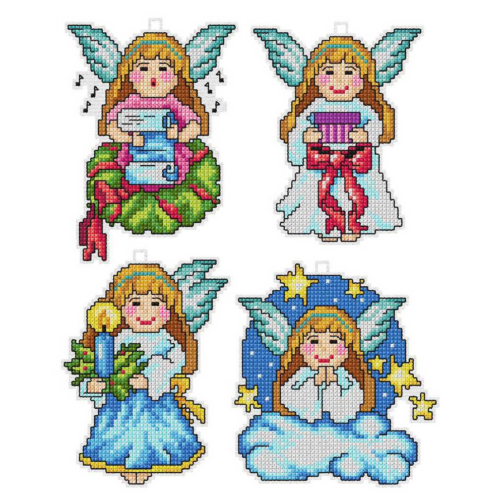 Orchidea Counted Cross Stitch Kit- Christmas Angels- Set of 4  ~ ORC.7655
