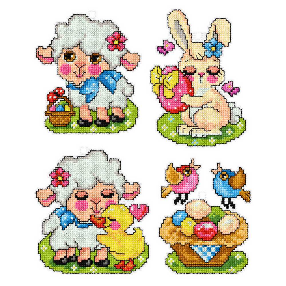 Orchidea Counted Cross Stitch Kit- Easter Pets- Set of 4  ~ ORC.7659