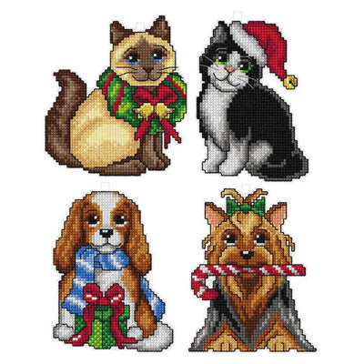 Orchidea Counted Cross Stitch Kit- Christmas Pets- Set of 4  ~ ORC.7661