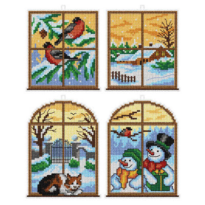 Orchidea Counted Cross Stitch Kit- Winter Windows- Set of 4  ~ ORC.7664