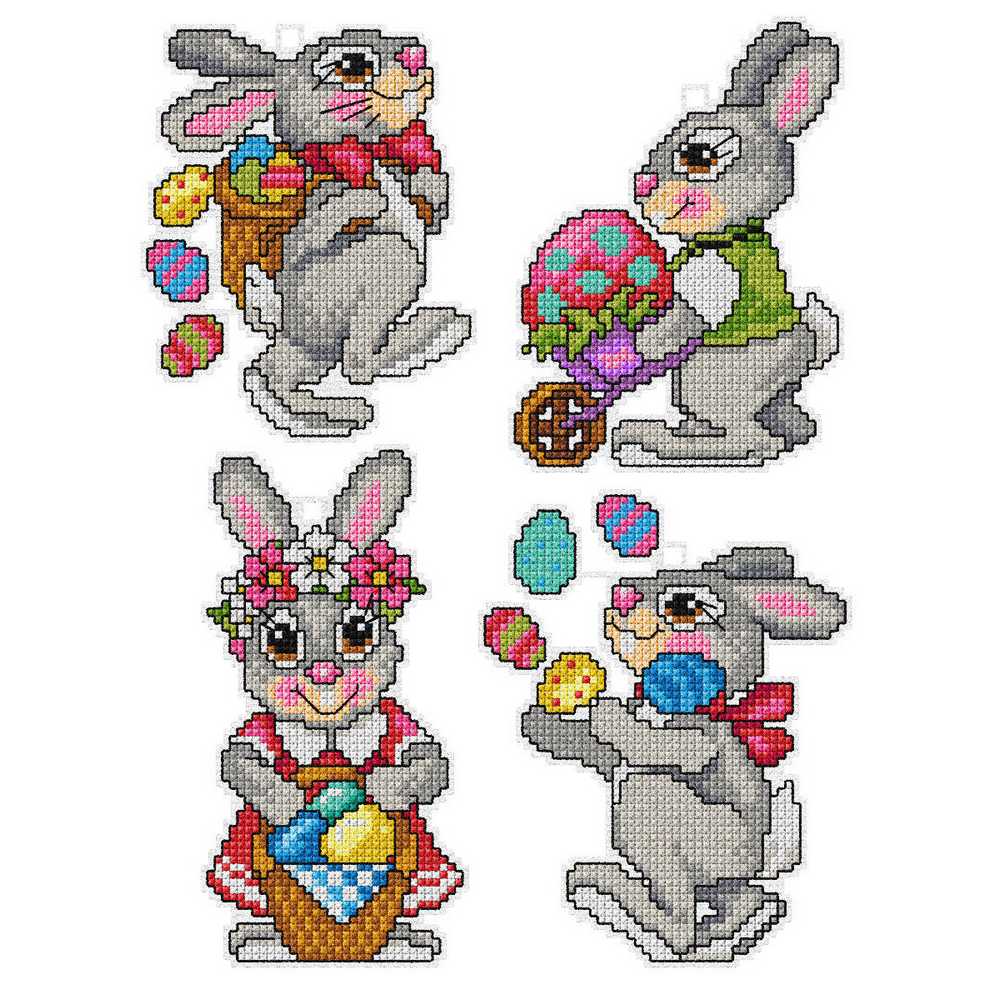 Orchidea Counted Cross Stitch Kit- Easter Bunnies- Set of 4  ~ ORC.7666