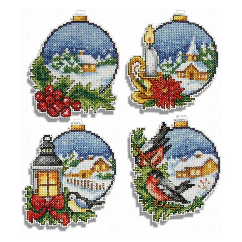 Orchidea Counted Cross Stitch Kit- Christmas Balls- Set of 4  ~ ORC.7672