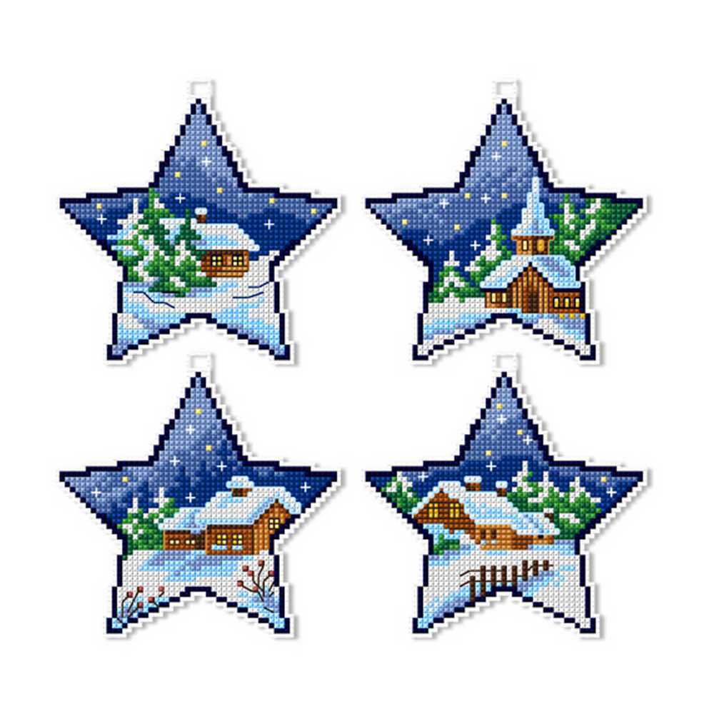 Orchidea Counted Cross Stitch Kit- Winter Stars- Set of 4  ~ ORC.7675