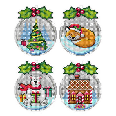 Orchidea Counted Cross Stitch Kit- Christmas Bubbles- Set of 4  ~ ORC.7678