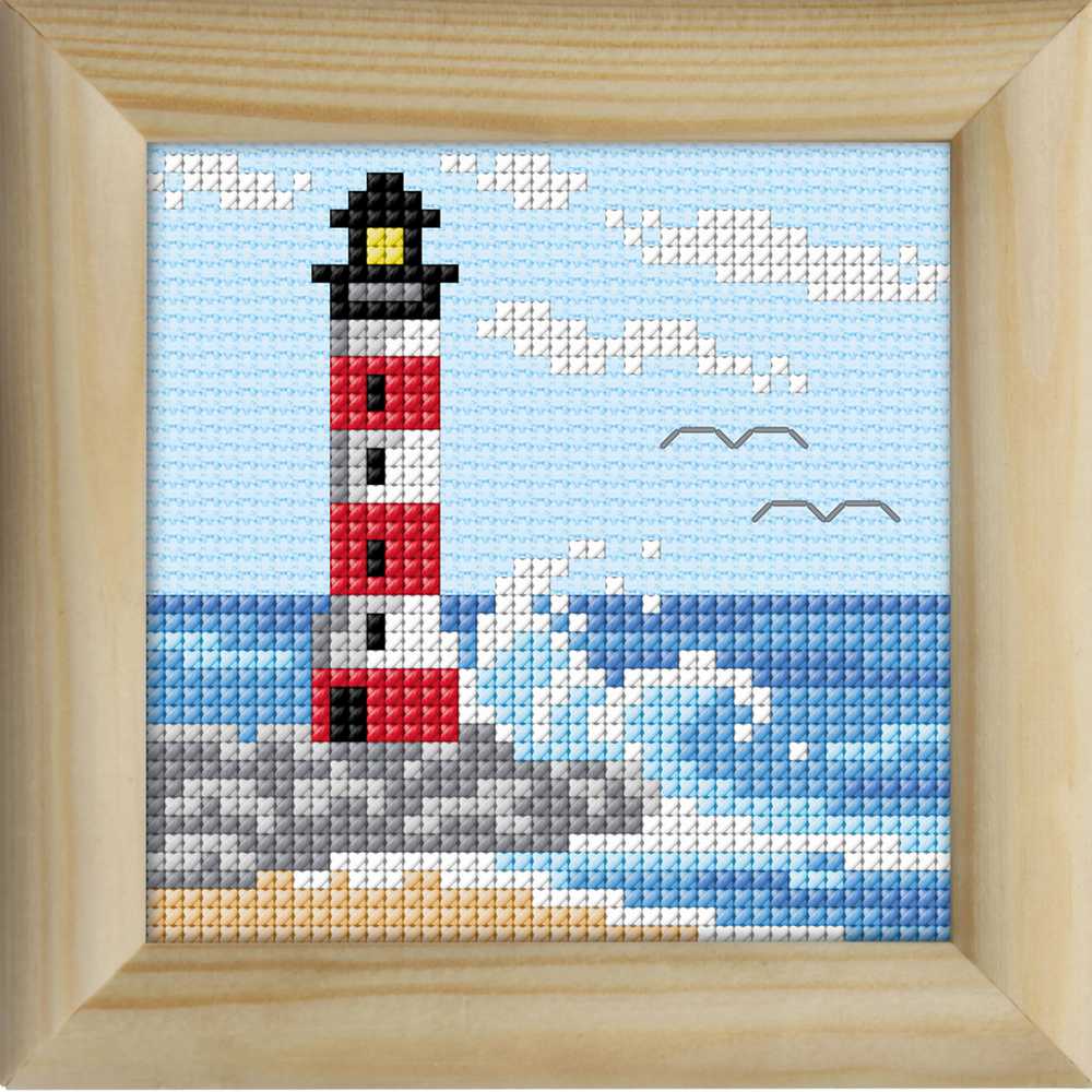 Orchidea Cross Stitch Kit with Frame - Lighthouse