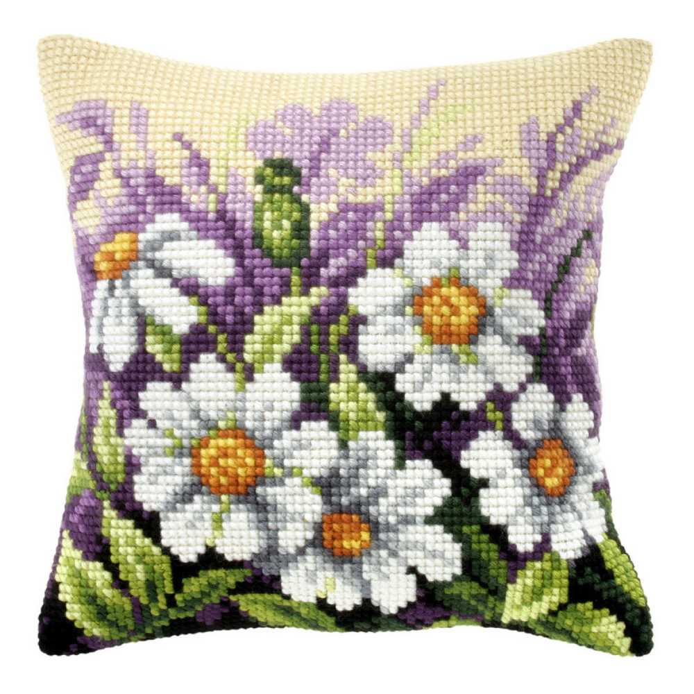 Orchidea Cross Stitch Kit- Cushion- Large- White Flowers in Meadow  ~ ORC.9122