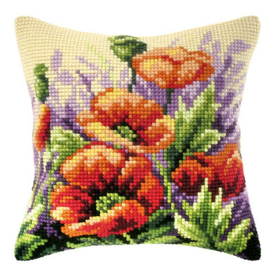 Orchidea Cross Stitch Kit- Cushion- Large- Poppies on Meadow  ~ ORC.9123
