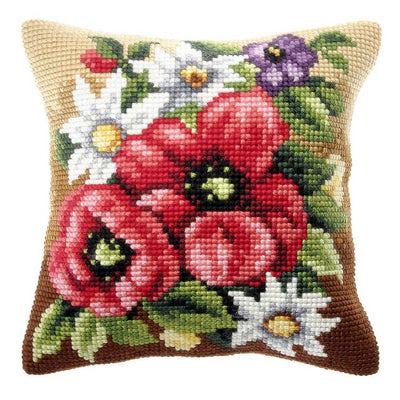 Orchidea Cross Stitch Kit- Cushion- Large- Poppies on Meadow  ~ ORC.9195