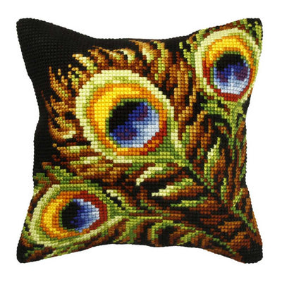 Orchidea Cross Stitch Kit- Cushion- Large- Peacock Feathers  ~ ORC.9276