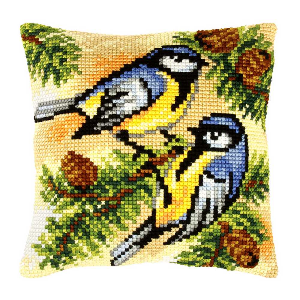 Orchidea Cross Stitch Kit- Cushion- Large- Blue Tits  ~ ORC.9383