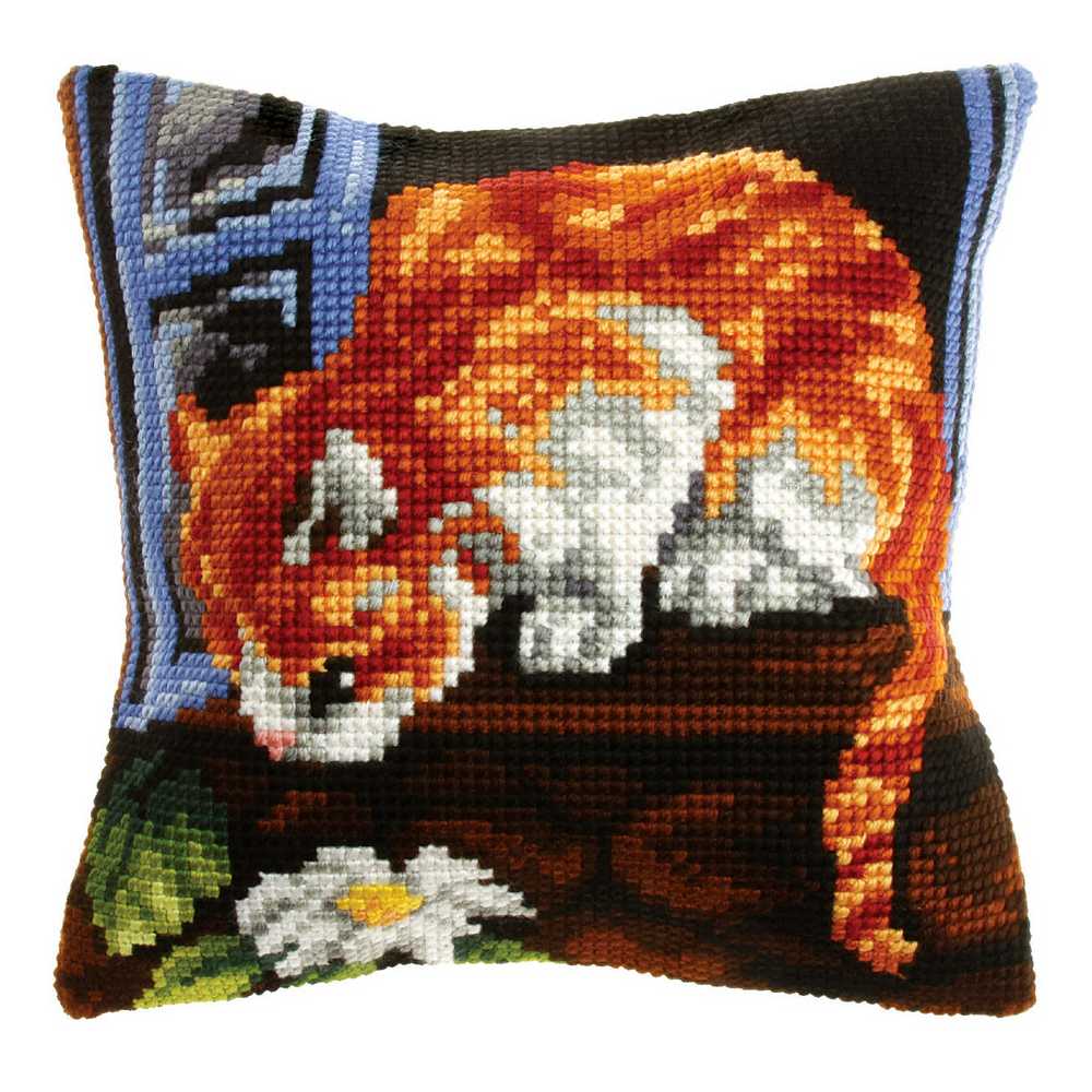 Orchidea Cross Stitch Kit- Cushion- Large- Curious Cat  ~ ORC.9533