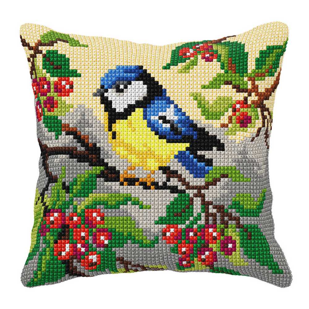 Orchidea Cross Stitch Kit- Cushion- Large- Blue tit  ~ ORC.9580