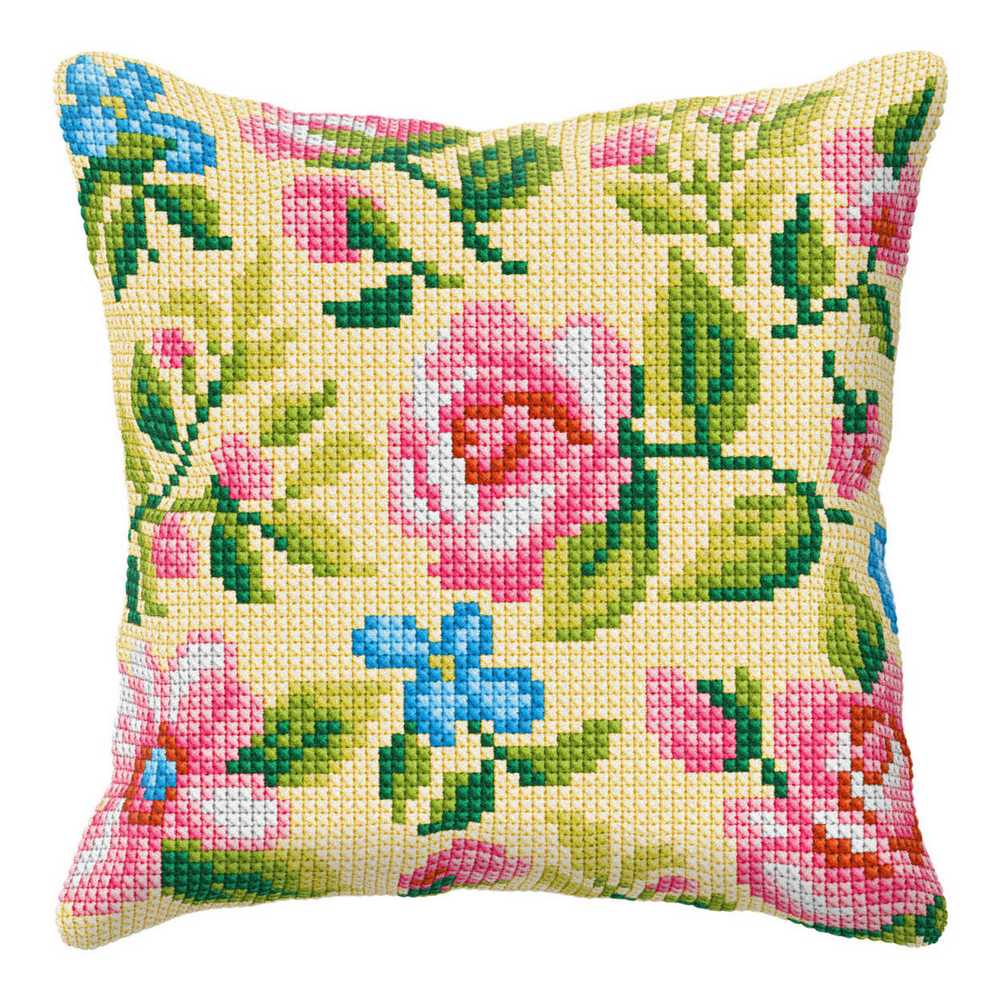 Orchidea Cross Stitch Kit- Cushion- Large- Roses on Beige Background  ~ ORC.99009