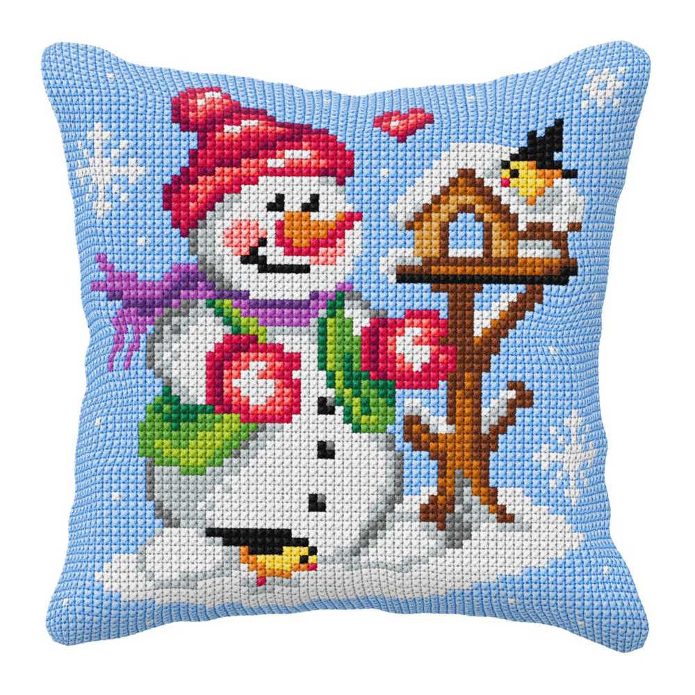 Orchidea Cross Stitch Kit- Cushion- Large- Snowman  ~ ORC.99027