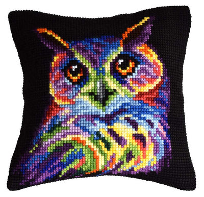 Orchidea Cross Stitch Kit- Cushion- Colourful Owl