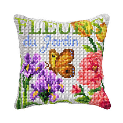 Orchidea Cross Stitch Kit- Cushion- Butterfly, Irises and Rose