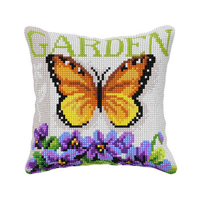 Orchidea Cross Stitch Kit- Cushion- Butterfly and Violets