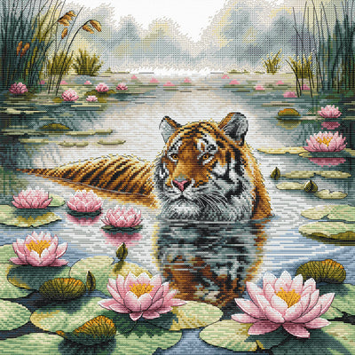 Tiger Among Water Lilies Cross Stitch Kit ~ AVA Stitch