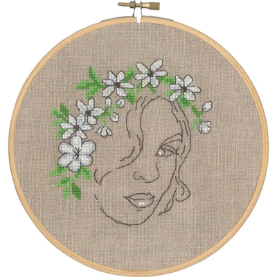 Girl With Flowers Cross Stitch Kit - Permin