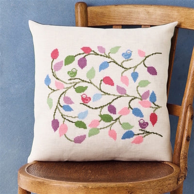 Birds in Leaves Cushion Cross Stitch Kit - Permin