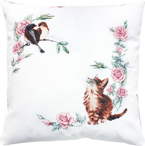 Cat & Birds Cushion Cross Stitch Kit - Luca S