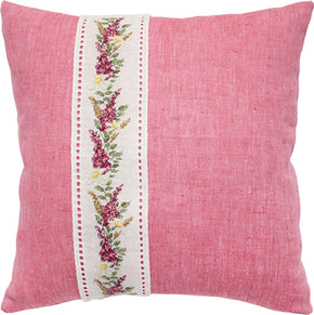 Floral Band Pink Cushion Cross Stitch Kit - Luca S