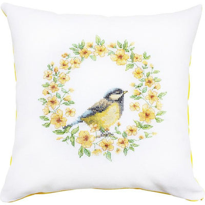 Bird & Yellow Flowers Cushion Cross Stitch Kit - Luca S