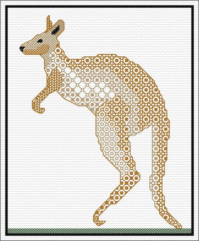 Kangaroo Blackwork Kit  - Doodlecraft Design