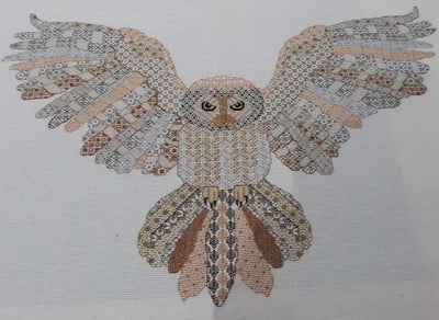 Owl on Antique White Blackwork Kit  - Doodlecraft Design